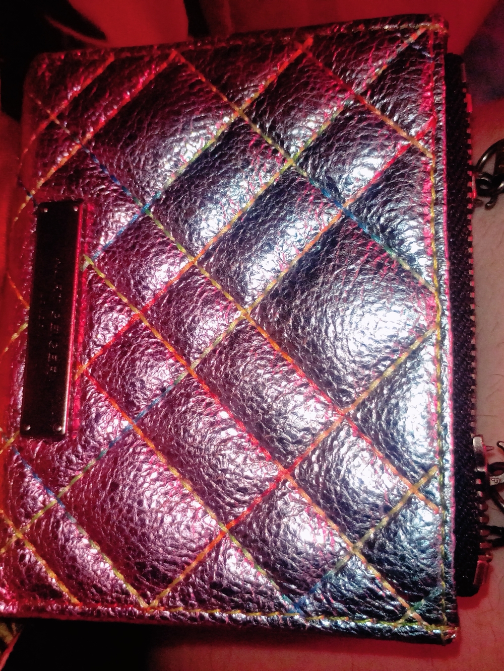 Kurt Geiger Quilted Iridescent Wallet - Pink and Silver Hues